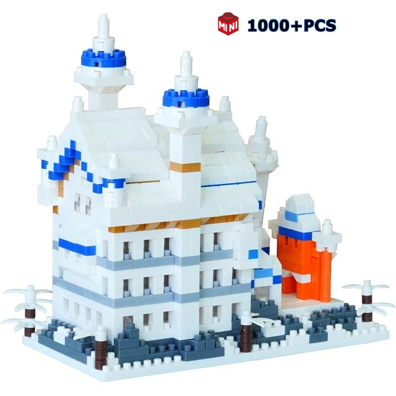 FUNXINEE 1000 Stücke Mini Schwanenschloss Weiße Schloss Bausteine Berühmte Architektur Modell Kreative Ornament Geschenk Erwachsene Kind