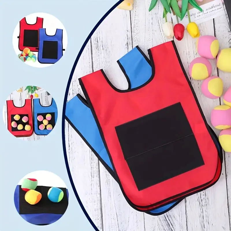 Accesorios de juego para deportes al aire libre, chaleco de Jersey pegajoso, chaleco de juego, chaleco con pelota pegajosa, juguetes para lanzar para niños, juguete deportivo