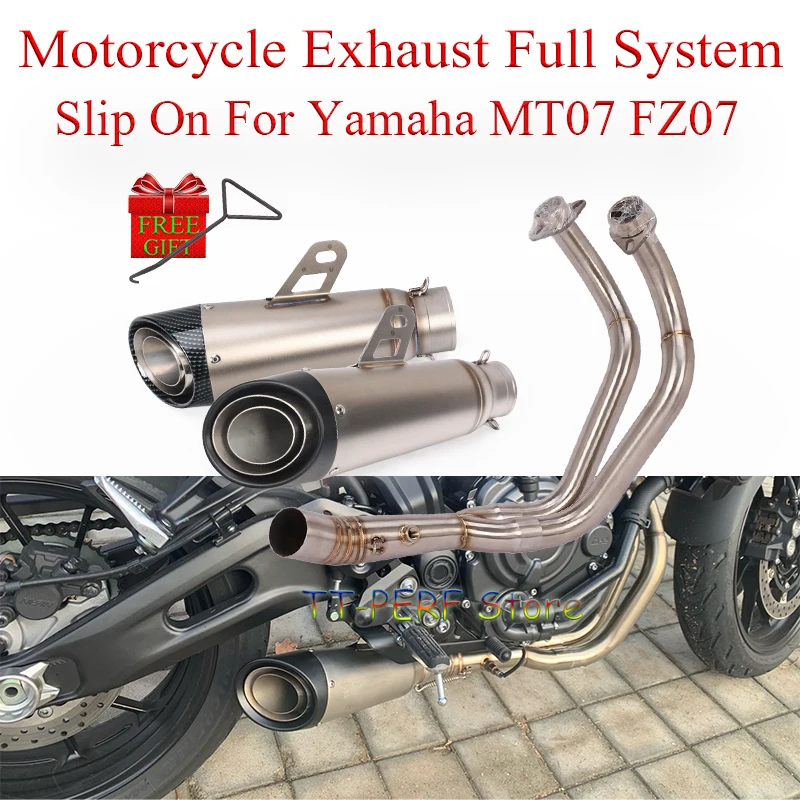 

Motorcycle Exhaust Full System Link Pipe For Yamaha MT07 FZ07 YZF Modified Muffler Moto Escape Motorcross Stainless Steel