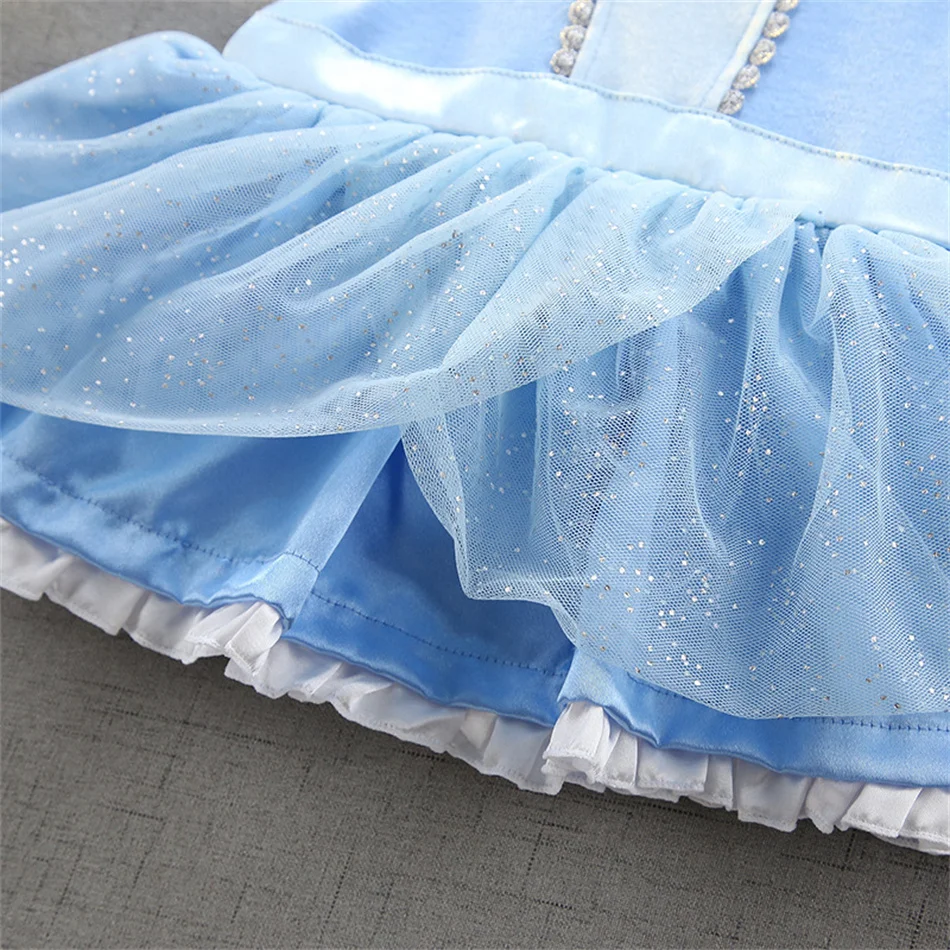 Toddler Mermaid Cinderella Belle Cosplay Princess Dress Infant Jumpsuit Baby Girls Birthday Party Bodysuits Fancy Charm Costume