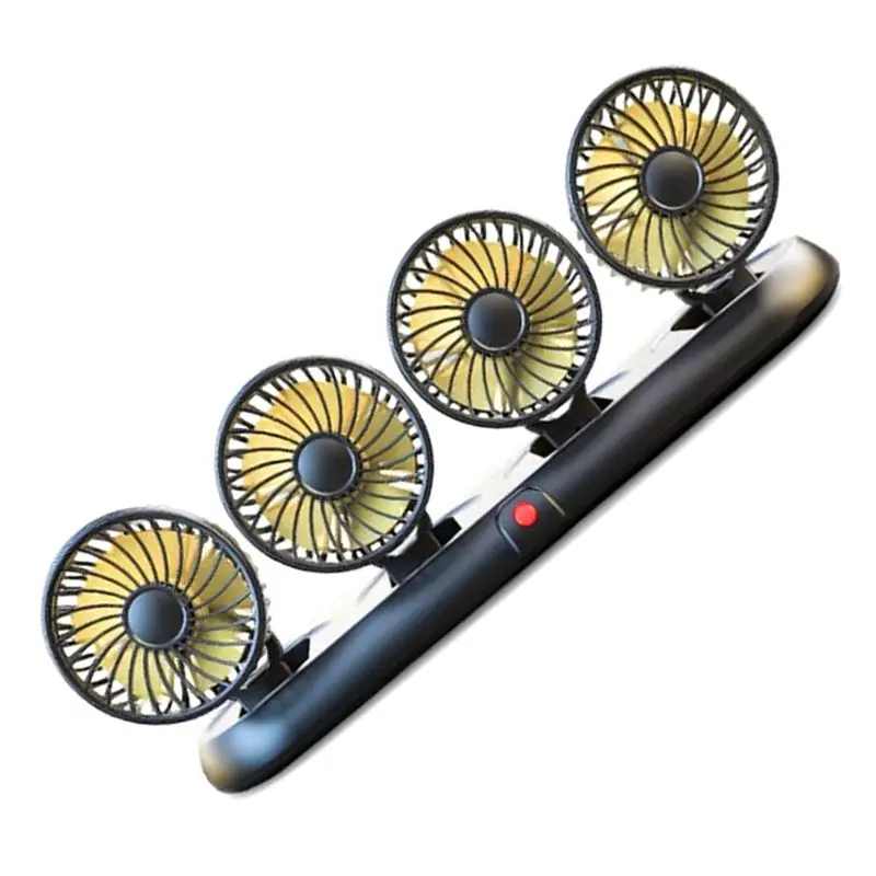 Big Wind 12V Car Fan Four Head Portable Auto Cooling Fan Electric Folding Fan For 12V Cars-A67F