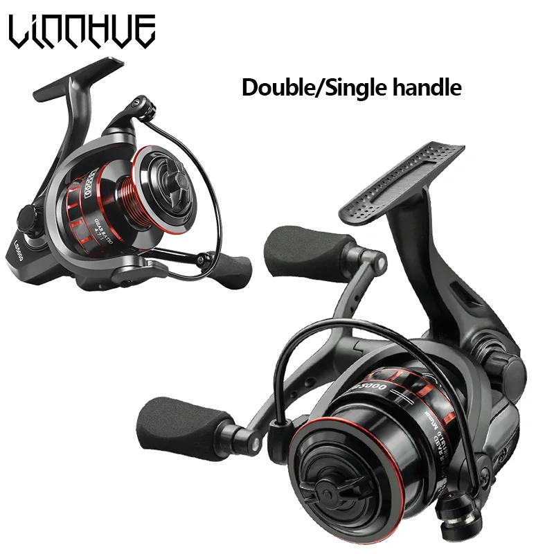 LINNHUE Fishing Reel Lure 1000 2000 3000 Spinning Reel Double Grip Deep Shallow Spool Carp Fishing Reel Fishing With Balance Rod