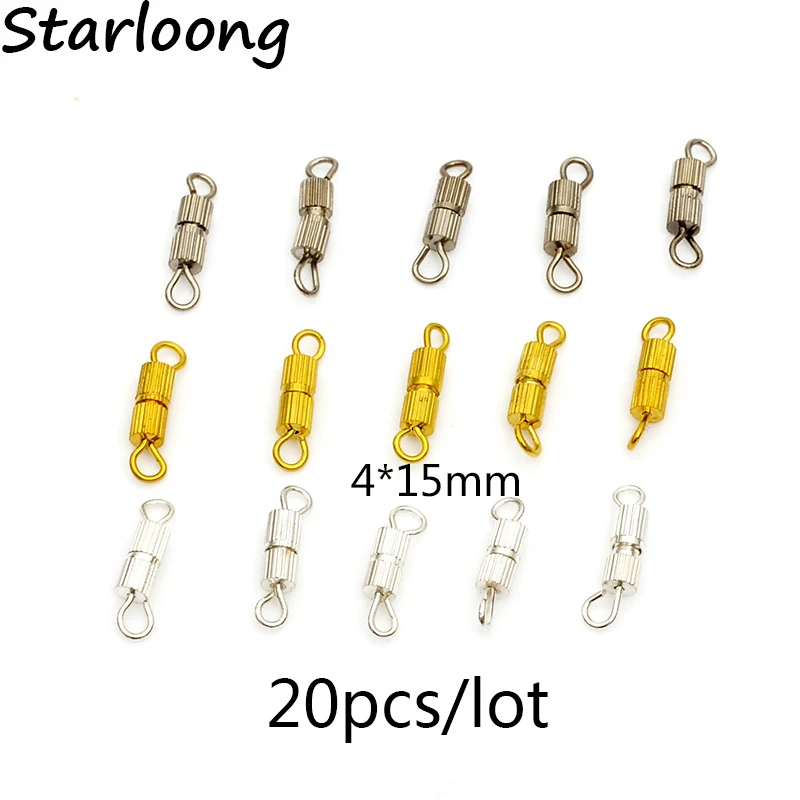 20pcs/lot diy jewelry accessories gold-color silver rhodium Screw Clasps buckle Suitable For Bracelet Necklace