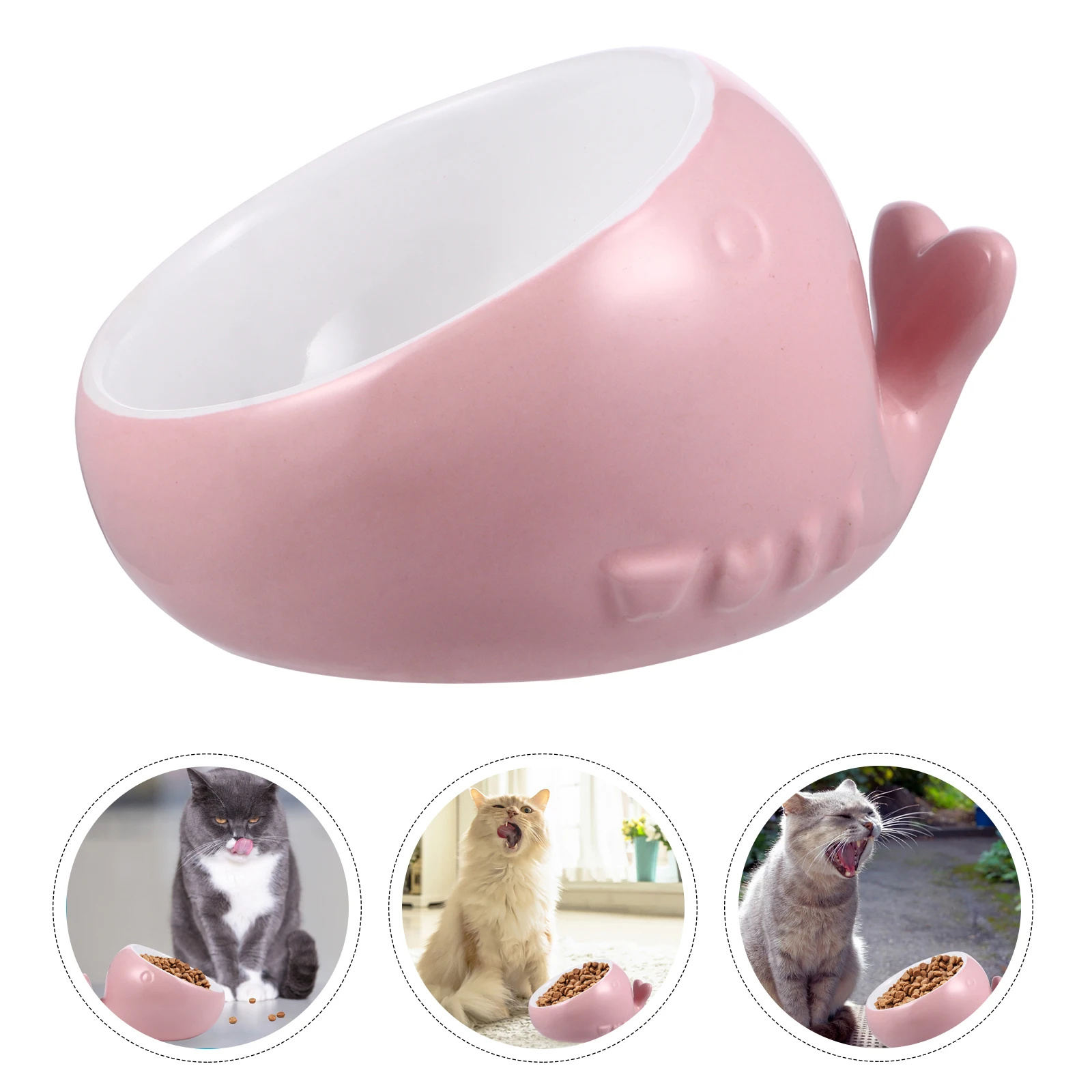 

Whale Shape Ceramic Cat Bowl Large Wide Deep Raised Pet Feeder Food Water Bowl Anti-Skid Neck Relief Comfortable Feeding