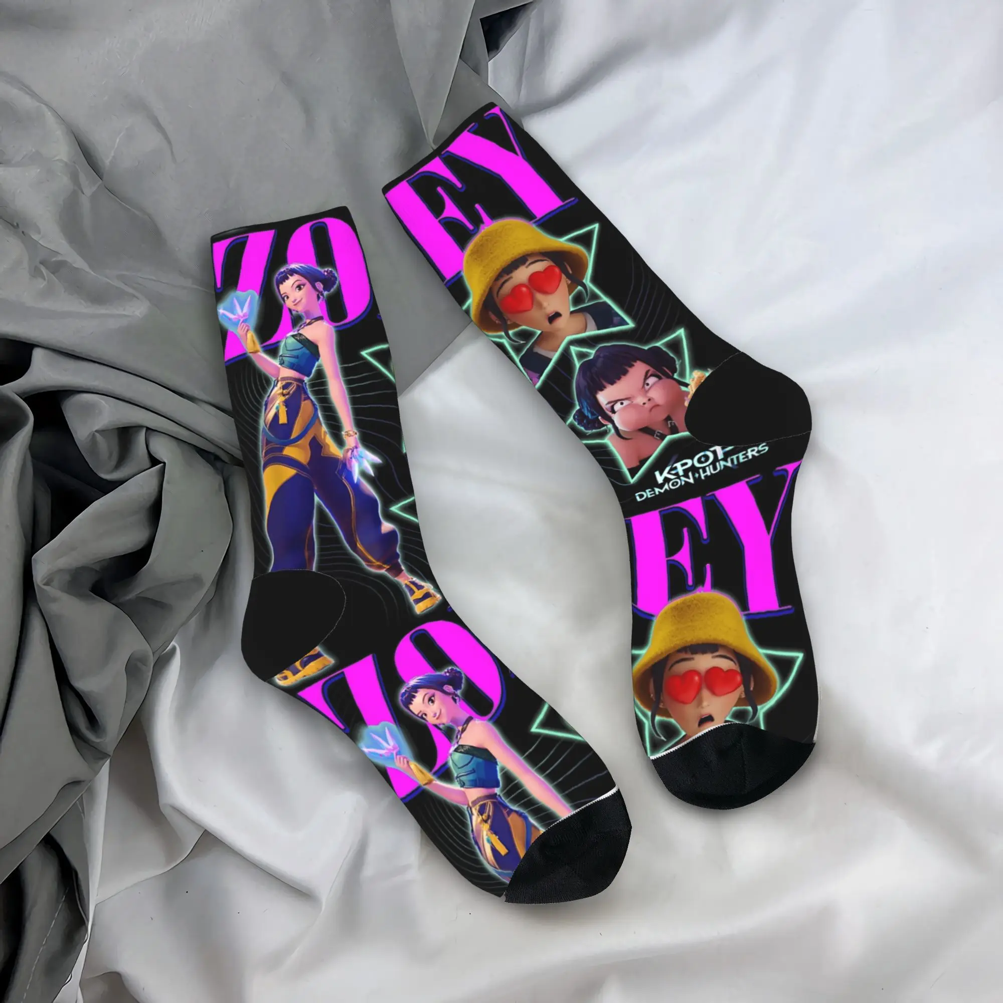 

Unisex Men Socks Zoey KPop Demon Hunters Movies Stockings Autumn Fashion Soft Breathable Socks Graphic Outdoor Non-Slip Socks