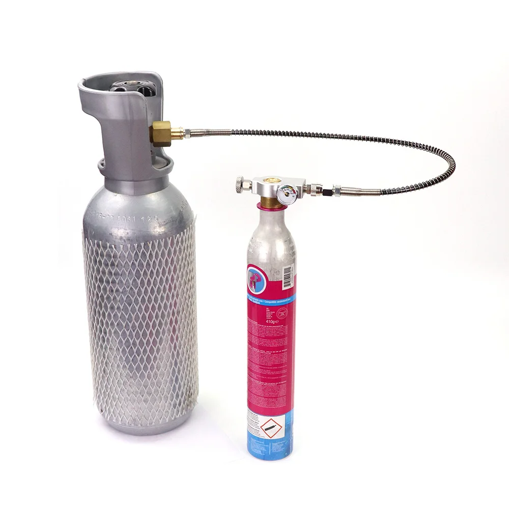 Co2 Cylinder Tank Refill Adaptor Hose Gauge Kit For Sodastream DUO Terra Art Cylinder To Charging Refilling CO2