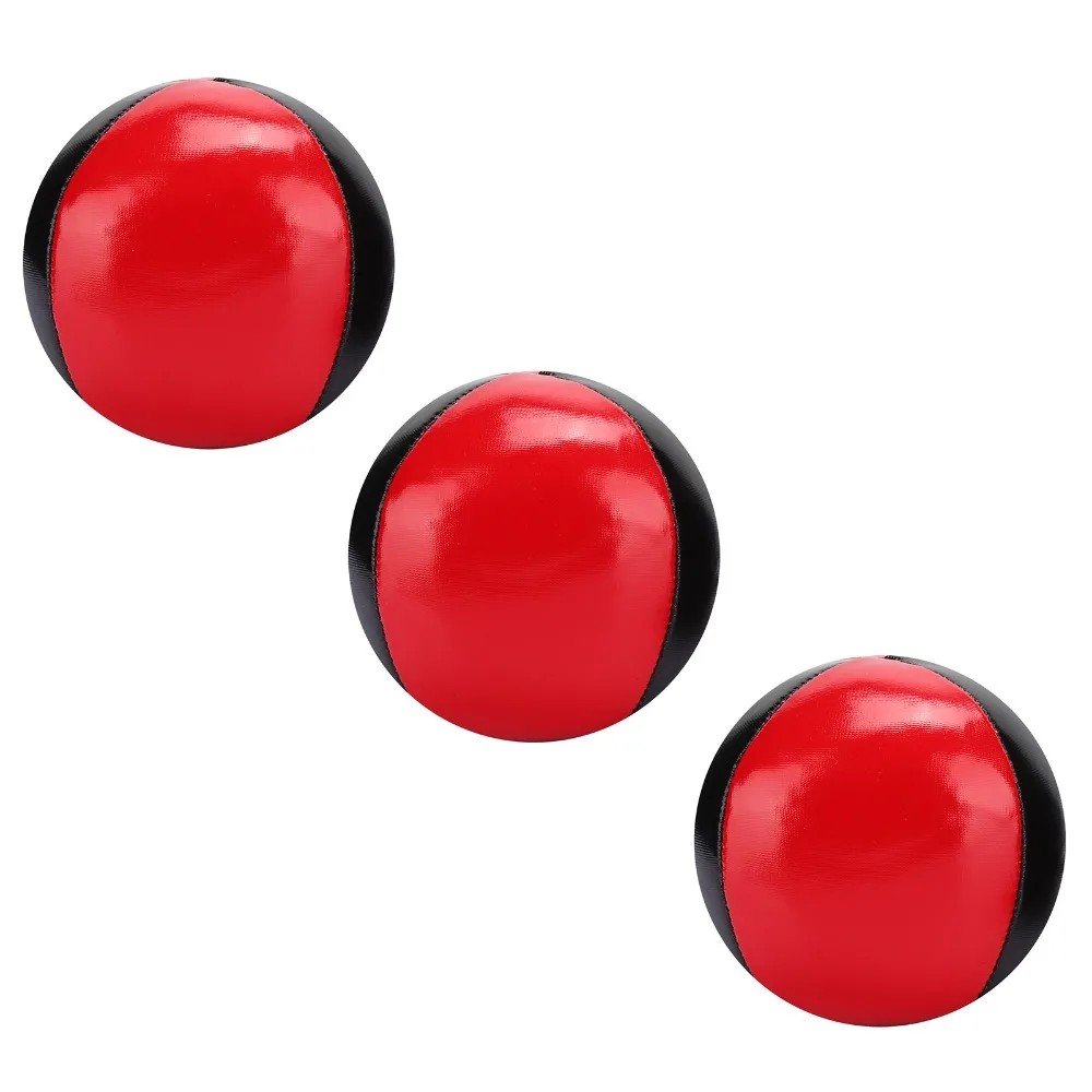 3PCS Speelgoed Bal Rood Zwart Jongleren Ballen Draagbare 6.3CM PU Lederen Jongleren Bal Geen Bounce Jongleren ballen Set Training Ballen