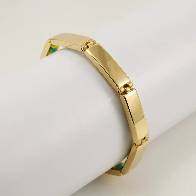 CARLIDANA 2022 New Arrival Stainless Steel Jewelry Green and Yellow Color Orula Bracelet Mix Beads Unisex Bangle For Women