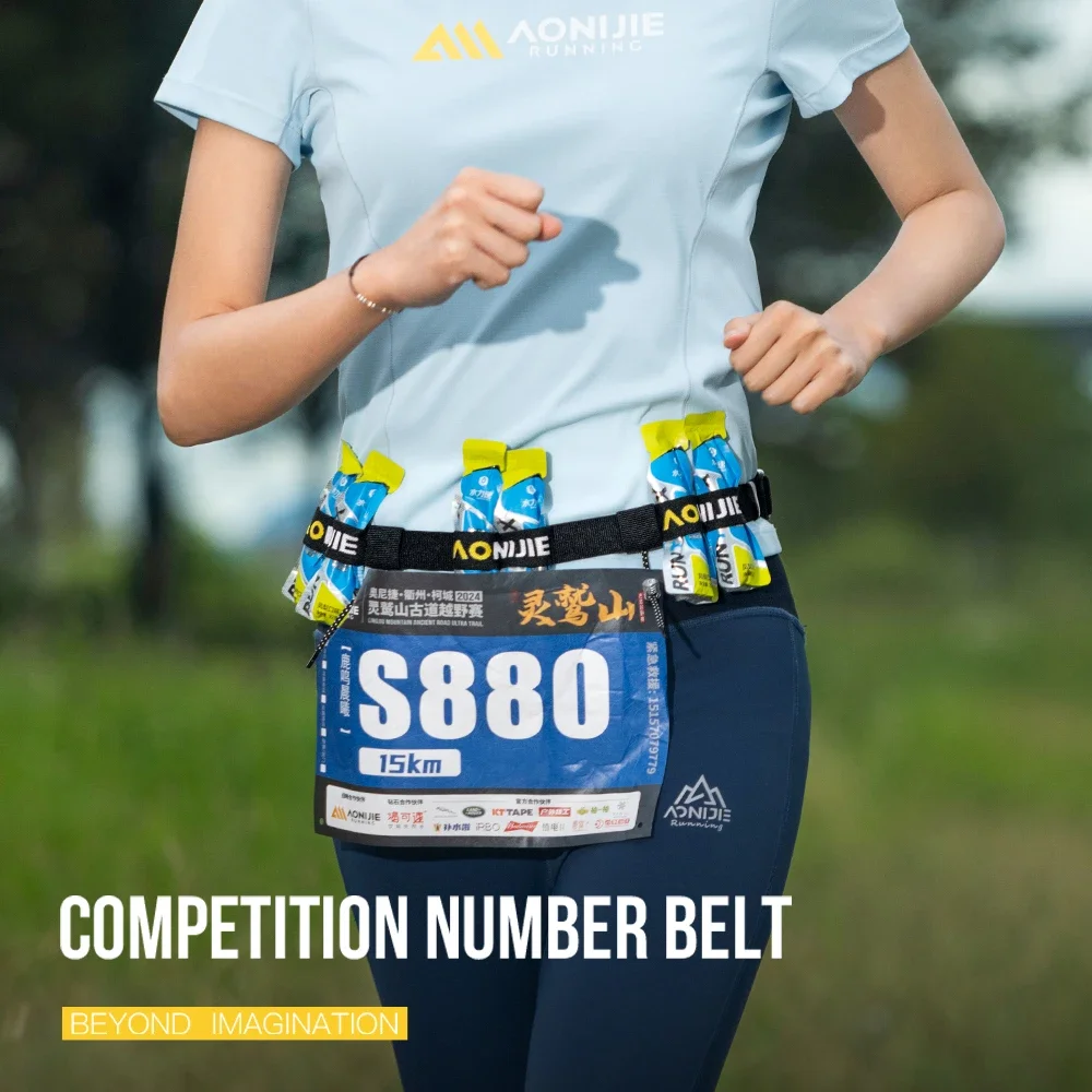 AONIJIE New E4435 Marathon Race Number Bib Fixed Running Elastic Buckle Belt for Triathlon Marathon and Cycling Races