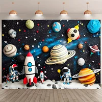 Fondo de astronauta, universo, tierra, espacio, planeta, cielo estrellado, nave espacial, fiesta de cumpleaños de bebé, fotografía de fondo, pancarta Photozone