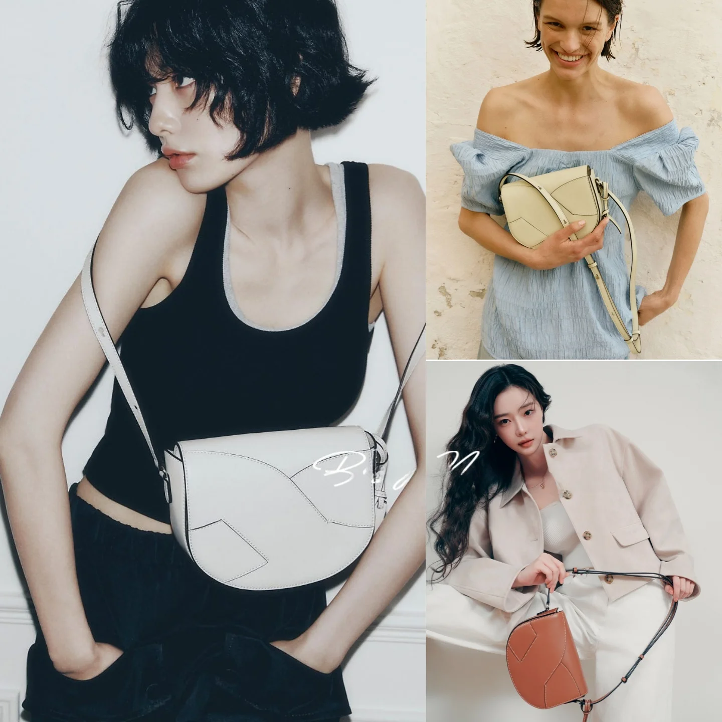 

BusyFruit Small Leather Saddle Bag Versatile Commuter oulder Crossbody Bag Pure Color Korean Sle Hard ell Bag