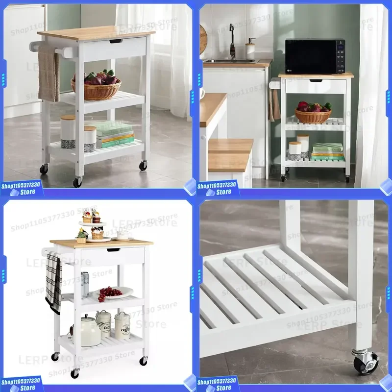 Custom Mobile Food Cart Wooden Kitchen Island Trolley Design Service for Outdoor Restaurant Catering Business Equipment