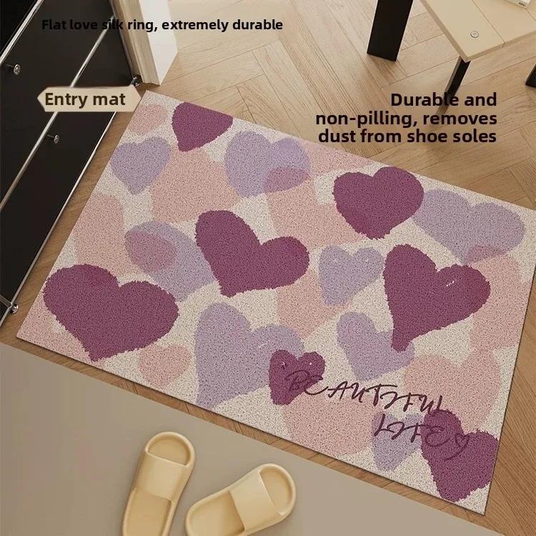 

Коврик для двери Thiened Purple Heart aped, настраиваемый вход, коврик для удаления пыли, противоскользящий домашний декоративный напольный коврик