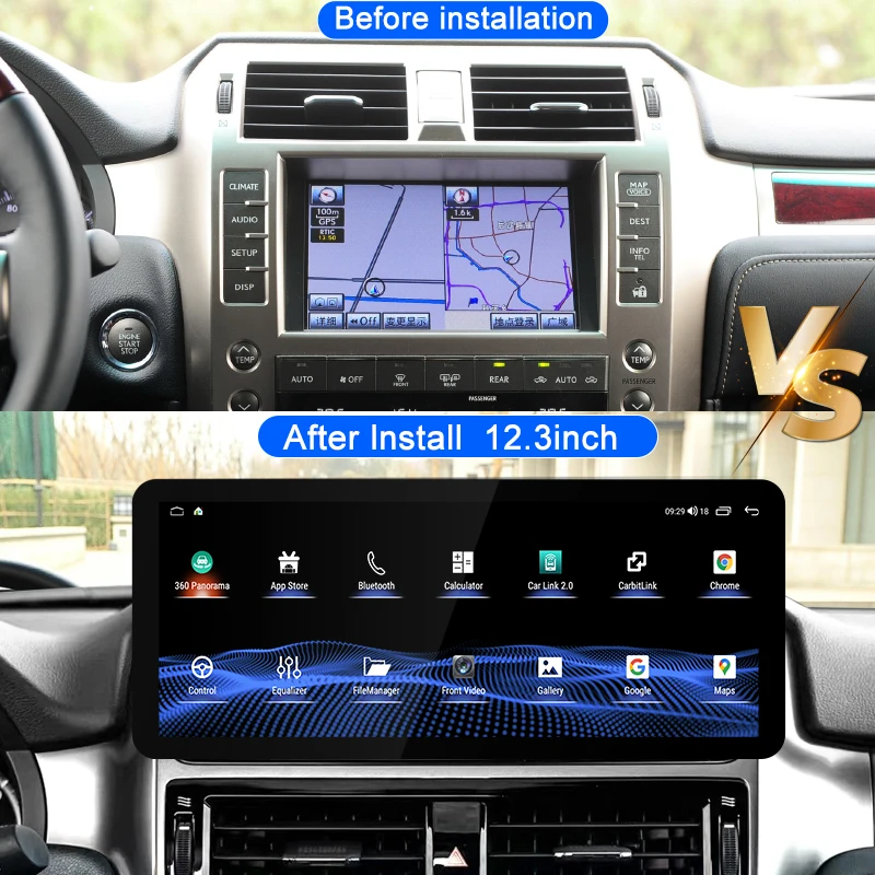 For Lexus GX GX400 GX460 2010 2011 2012 2013-2017 12.3inch car radio multimedia video player CarPlay Android 13 GPS navigator