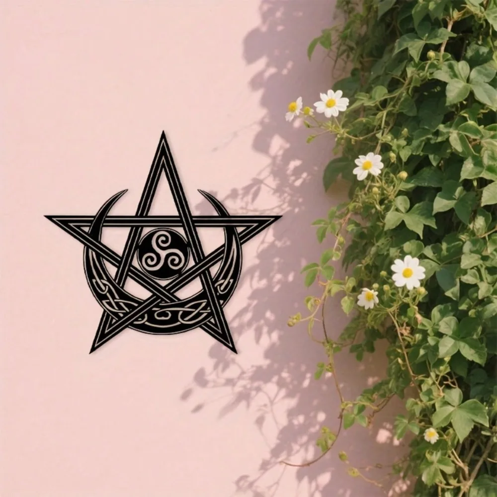 CIFBUY Celtic Knot Metal Wall Art Triquetra Iron Decor for Home Black Hanging Ornament Sign
