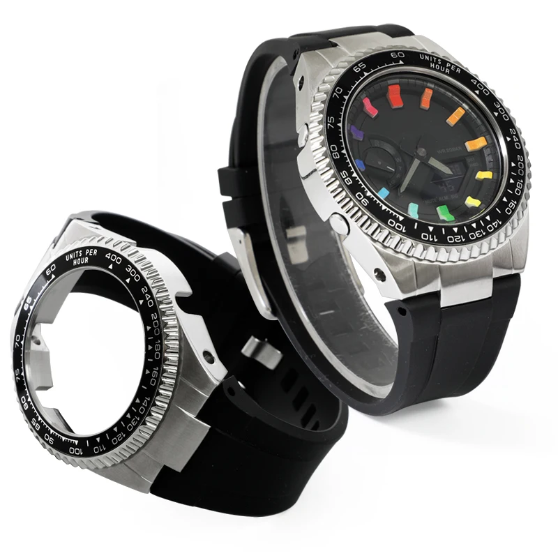 GA-2100 Mod Kit Rolx Lunetta Cassa per orologio in acciaio inossidabile Cinturino in caucciù adatto per la sostituzione della parte dell'orologio GA-2110 GA-B2100