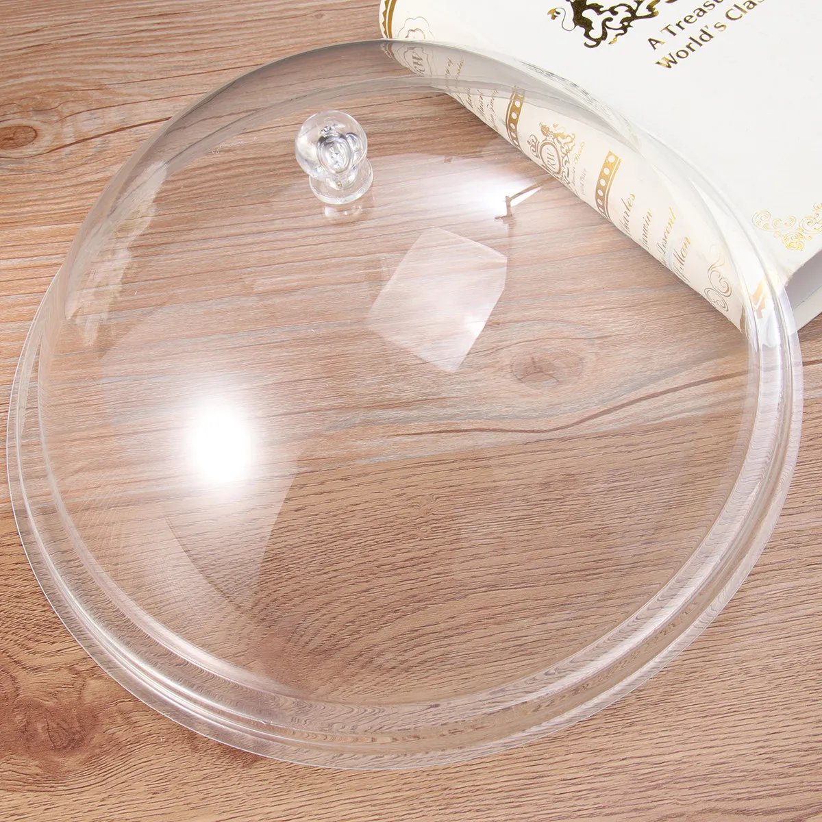 

1Pcs Clear Acrylic Food Cover Round Heavy Duty Dustproof Heat Retention Lid for Restaurants Hotels Kitchens Bacon Burgers