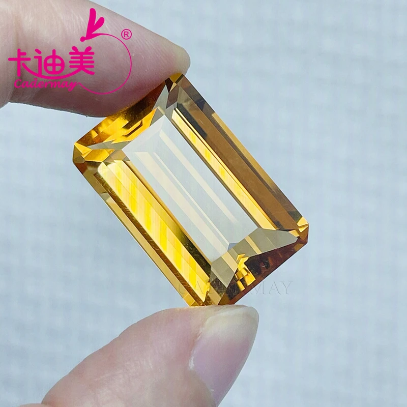 CADERMAY Octangonal Shape Natural Citrine Loose Stone With GRC Certificate  Beads For Jewelry Making