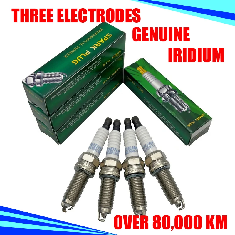 4pcs 3 electrodes iridium DHD8RLNW11 GREEN spark plug for ILZKR7B-11S SILZKR7C11S 92932 IXUH22 IXUH22I SILZKR6B-10E SILZKR7B11