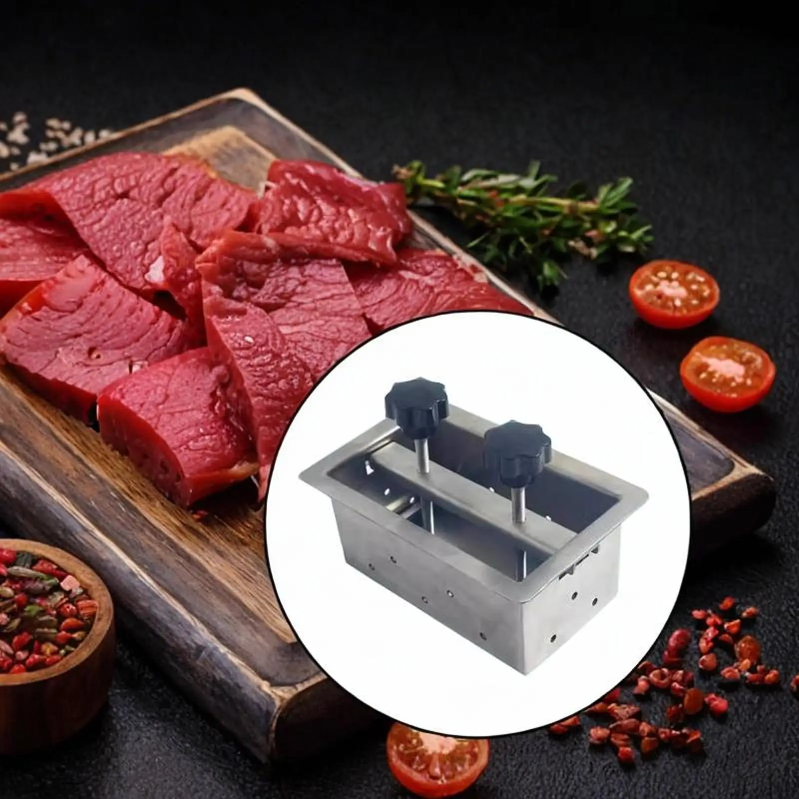 Ferramenta de prensa de carne, caixa de ferramentas de prensagem de carne, aço inoxidável, rolo de porcas, manual