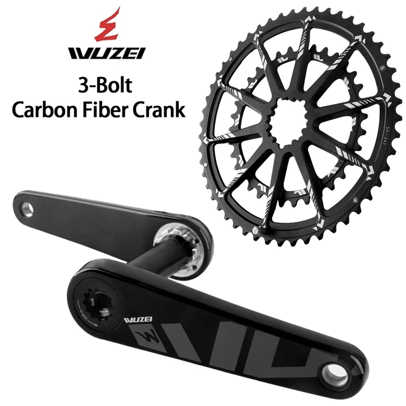 

WUZEI Lightweight High Strength Carbon Fiber Crankset 165/170mm Hollow Tech 50/34T chainring 11-12S Road Bike Crank Component