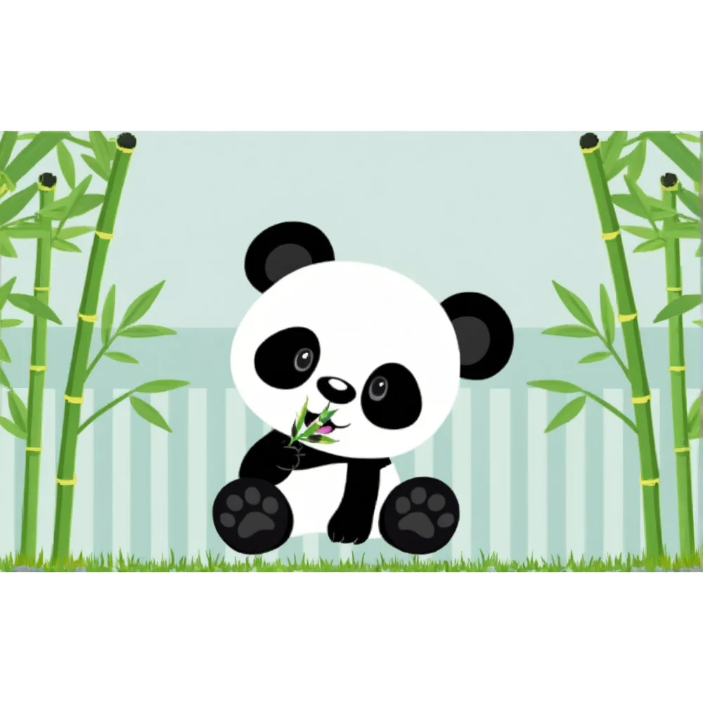 Cute Cartoon Panda Backdrop Bamboo Flower Panda Theme BirthdayParty Baby Shower Decor Photography Background Banner Photo Custom