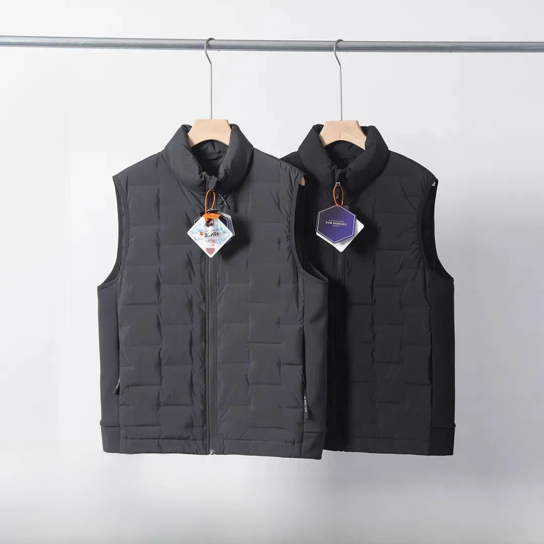 

Высококачественный мужской пуховый жилет с воротником-стойкой, утепленный, на молнии, молодежный стиль, ODM Cany