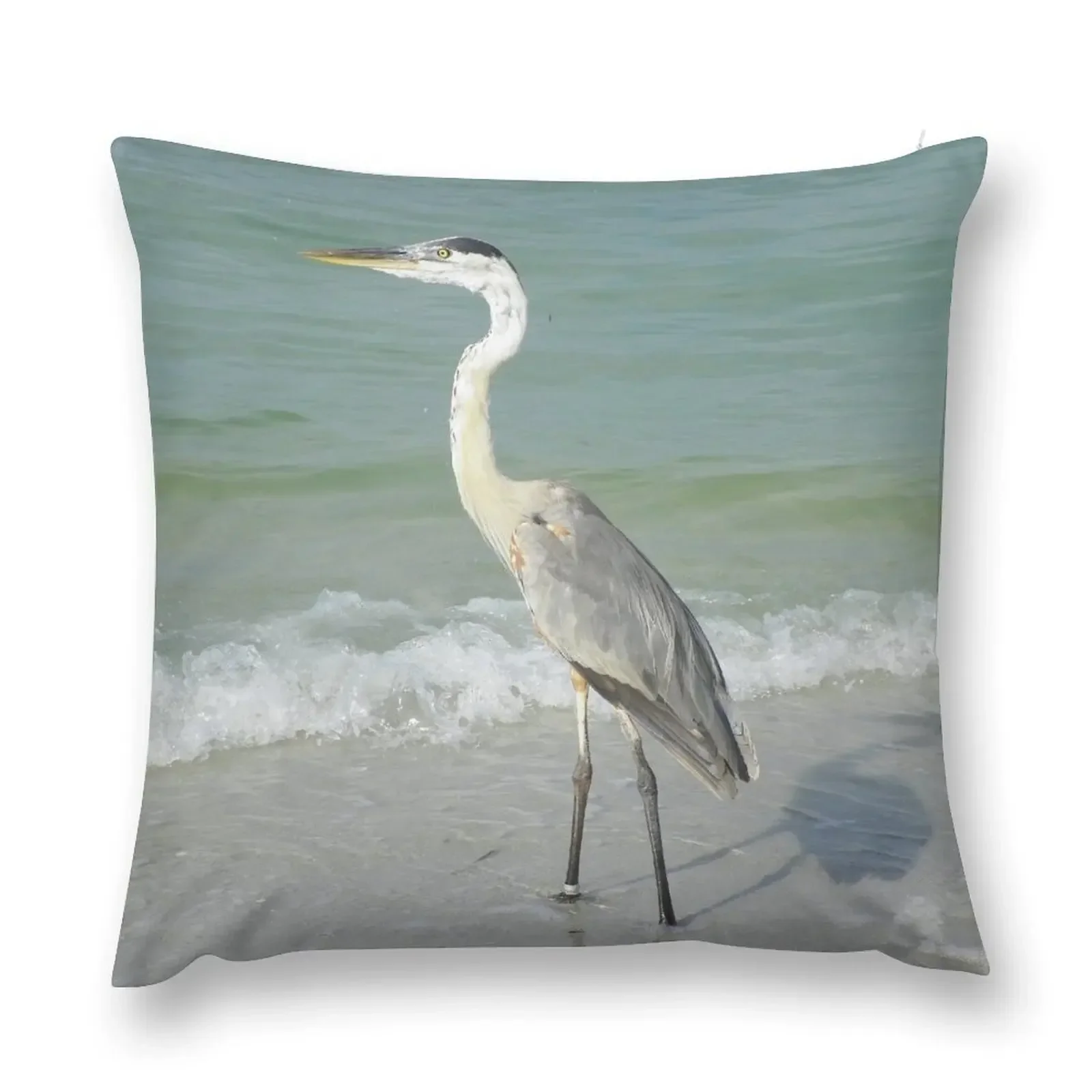 

Great Blue Heron at the Beach Throw Pillow Luxury Pillow Case pillows decor home pillow pillowcase