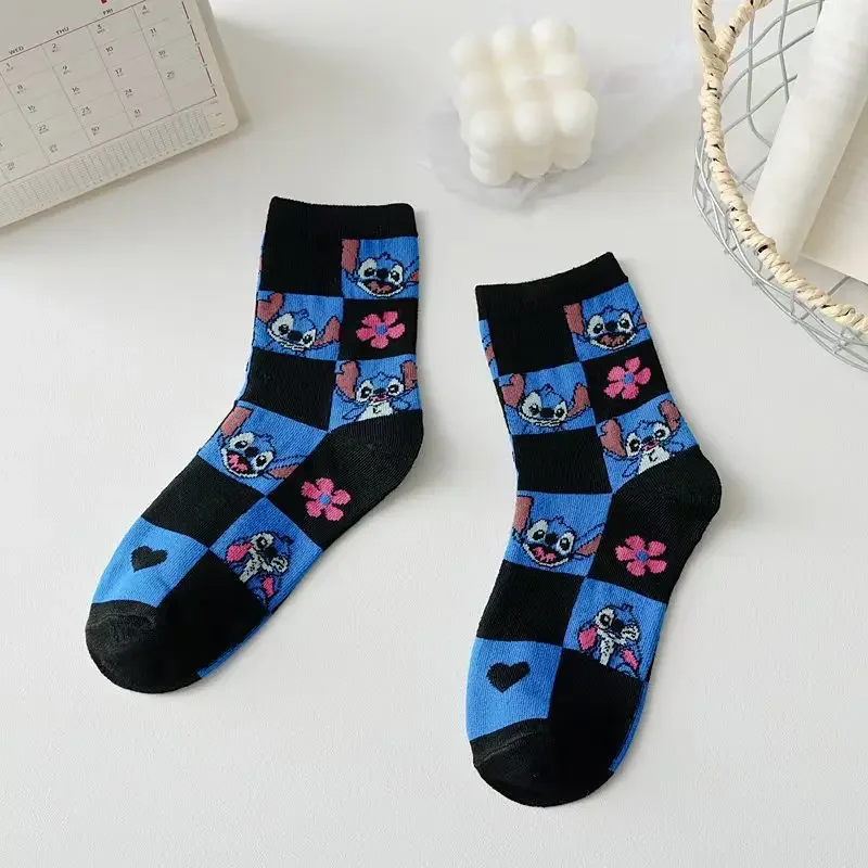 New Minnie Mickey Mouse Trendy Cool Cotton Socks Girl Kawaii Anime Pattern Middle Sock Boy Casual Sports Breathable Long Socks