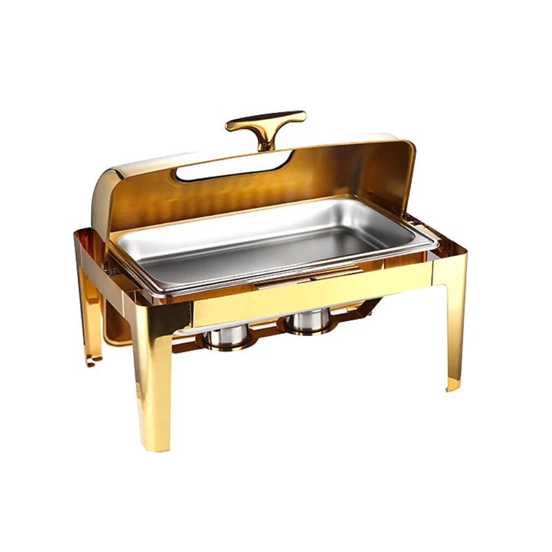 Chaffing Dishes Buffet Catering Stainless Steel Luxury Food Warmer Gold Cheffing  Buffet Set For Catering