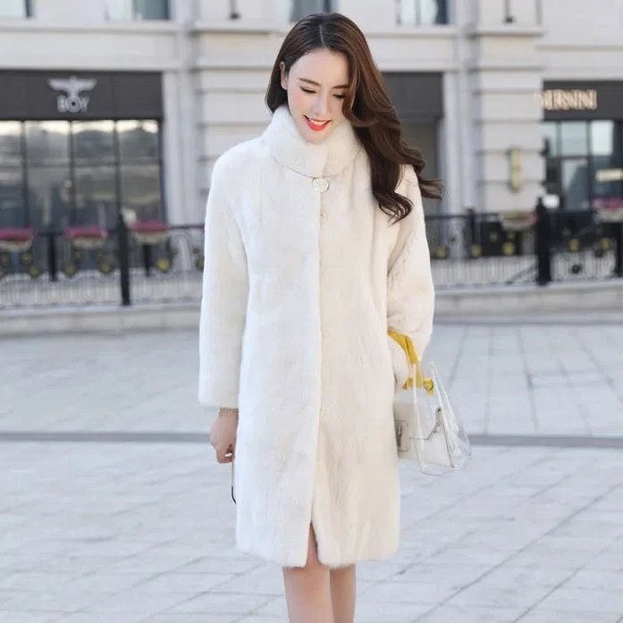 Mink Fur Coat Female Mink Imitation Fur Coat 2024 New High-Grade Mink Velvet Coat Standing Collar Haining Fur Coat