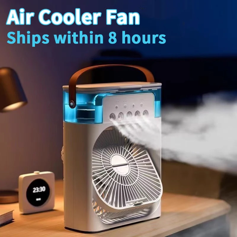 

New 3 In 1 Fan AIr Conditioner Household Mini Air Cooler LED Night Light Portable Humidifier Air Adjustment Fan Office Home Fan