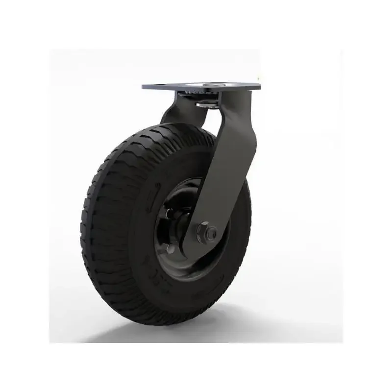 1 Pcs 8-Inch Inflatable Rubber Caster Universal Wheel Full Black Electrophoresis for Hotel Lobby Luggage Cart Service Car