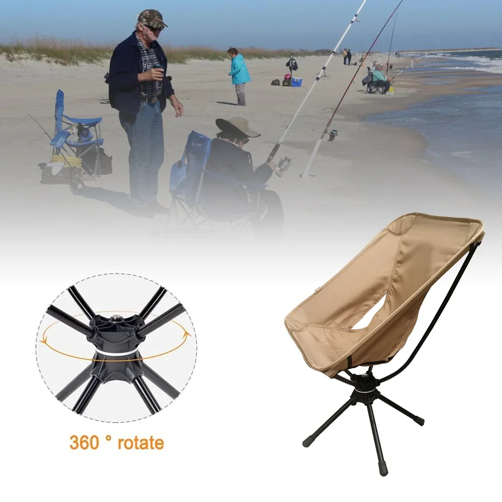 

360° Swivel Chairs Picnic Beach Fishing Folding Chair Outdoor Backpacking Lightweight Chair with Carry Bag for Camping Fishing
