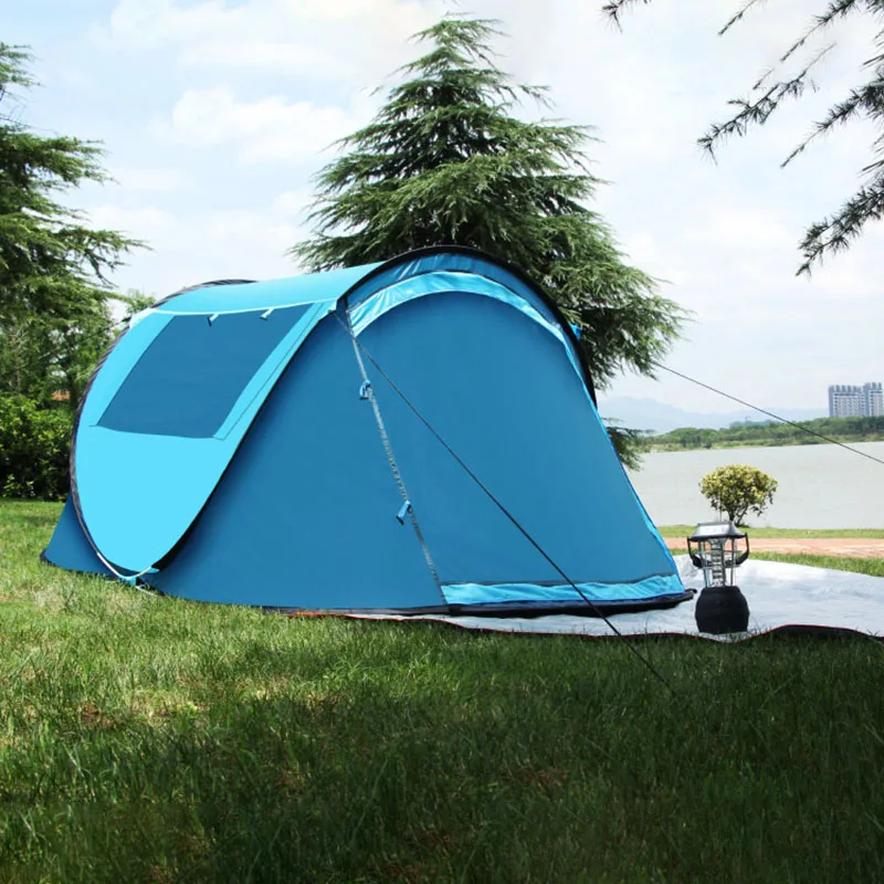 Automatisches Pop-up-Campingzelt für 3–4 Personen, wasserdicht, Sonnenschutz, Outdoor, Rucksackreisen, tragbar, für Familienwandern, Strand, Barraca