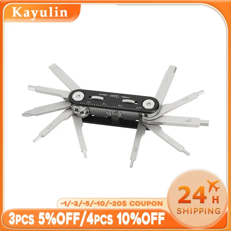 

KAYULIN 8 in 1 Folding Allen Wrench Set Screwdriver Tool Kit Foldable Portable For Photographic Accessories Assembly