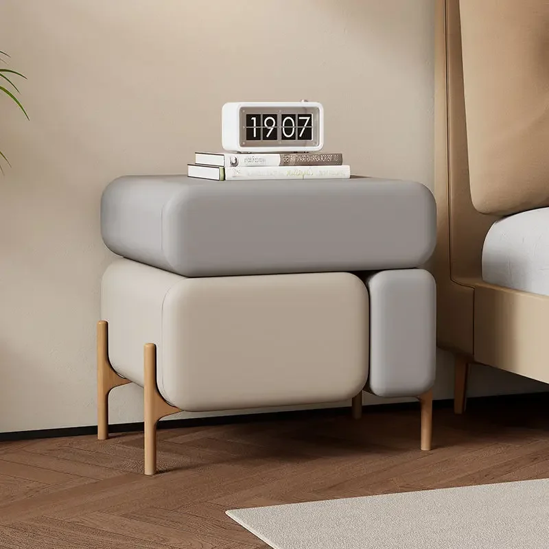 Creative Bedside Table 2024 New Cream Wind Bedroom Bedside Table Solid Wood Small Apartment Storage Cabinet