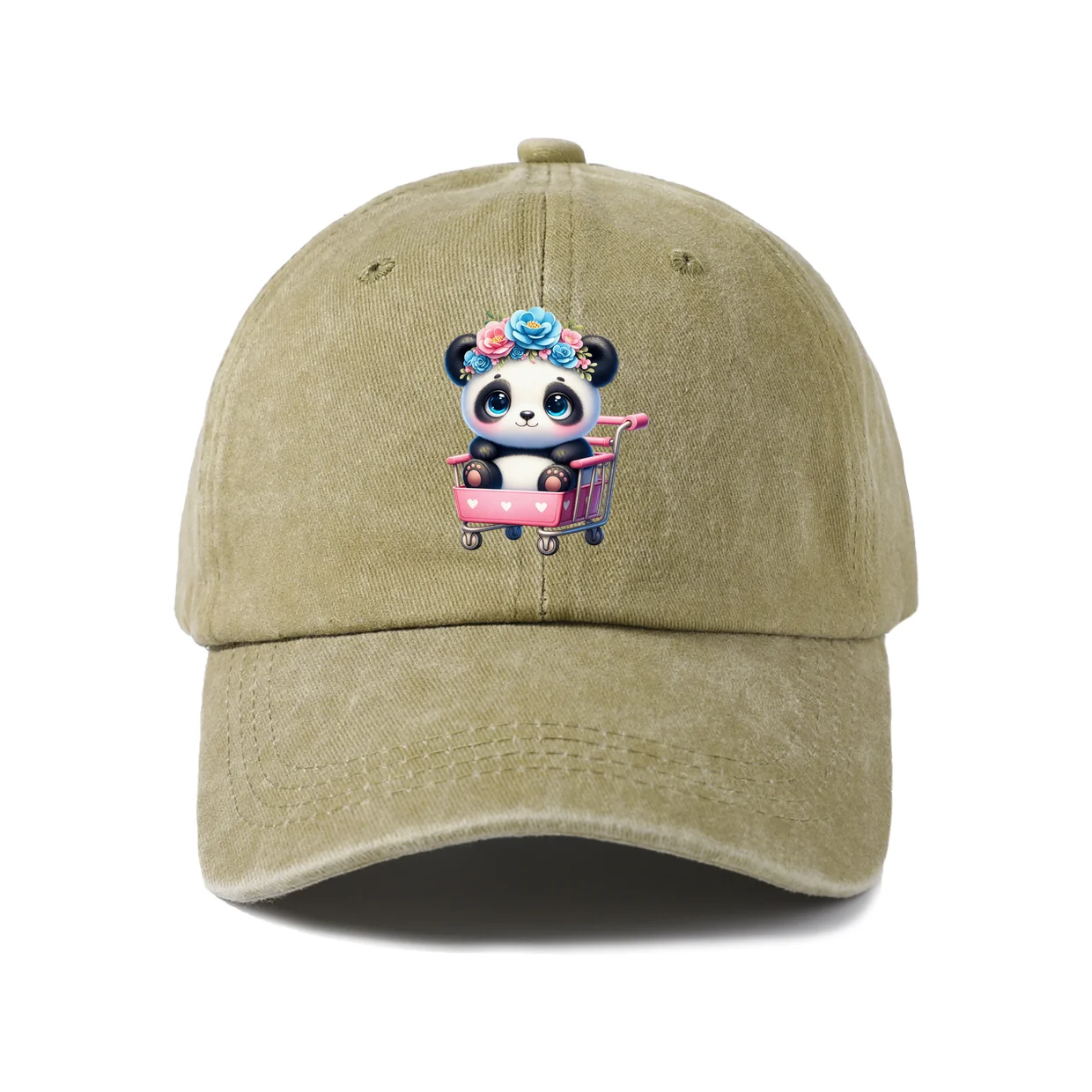 Nurse Panda Character Graphic Vintage Washed Baseball Cap, Adjustable Unisex Dad Hat, Weekend Gift