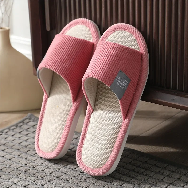 Women slippers Seasons Linen Home Cute Autumn/Winter Anti slip Sweating Cotton Linen Comfort Shoe Cloth Couple Floor Slippers