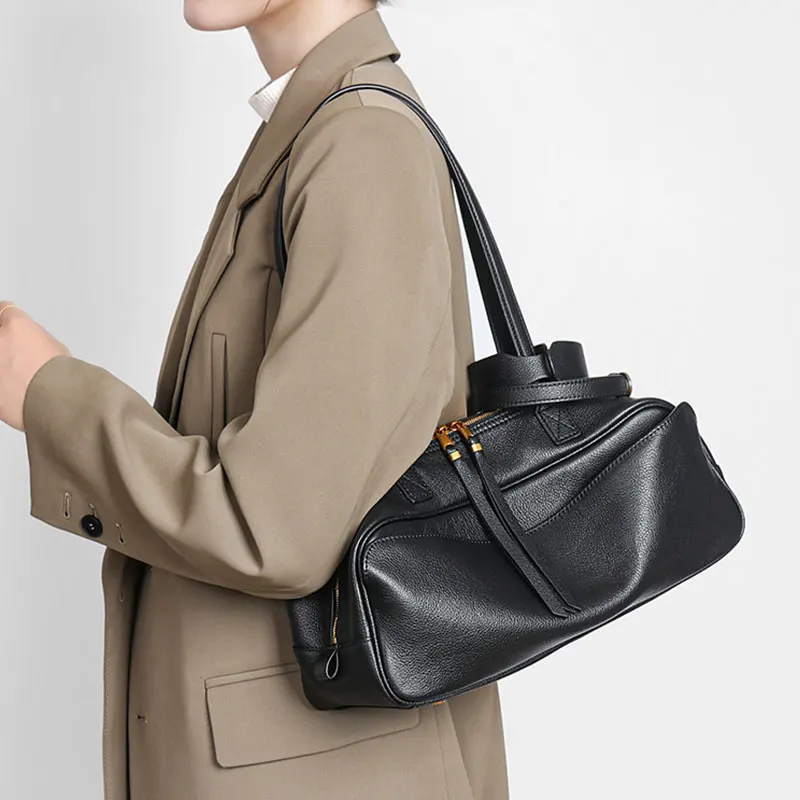 

Genuine Leather Women's Bag Luxury Designer High Quality Shoulder Bag Fashion Soft Cow Leather Rectangular Bags Female Handbags