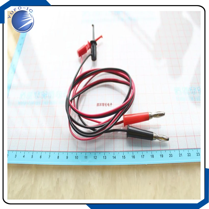 2PCS/LOT(1pair)  The test  cable wire  banana plug to test the 2 power plug to 2 hook hook length 1 meters Alligator Clips