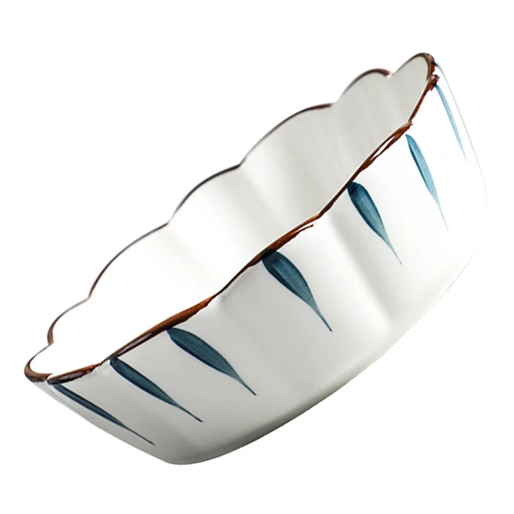 1Pcs 5 Inch Home Ceramic Dessert Bowl Chic Delicate Printing Design Multi Purpose Salad Rice Fruit Bowl Easy to Clean