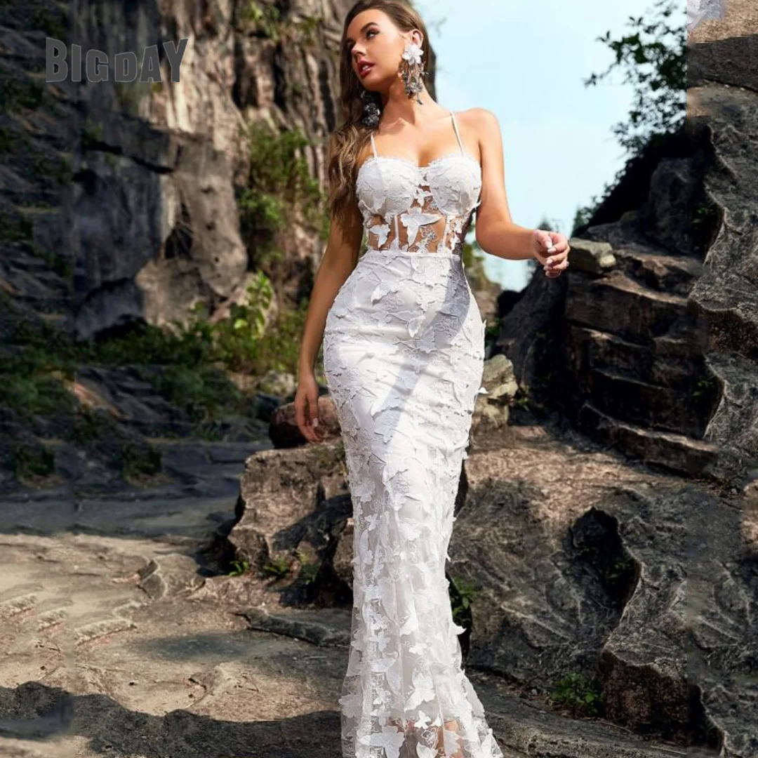 

Exquisite Mermaid Wedding Dress For Woman 2024 Spaghetti Straps Open Back Lace Appliques Bridal Gowns Vestido De Noiva Customed