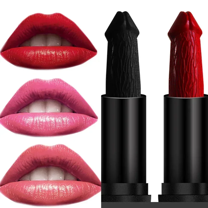 Funny Penis Shape Lipstick Mushroom Long Lasting Moisture Cosmetic Lipstick Red Lip Matte Lipstick Makeup Gift maquillage