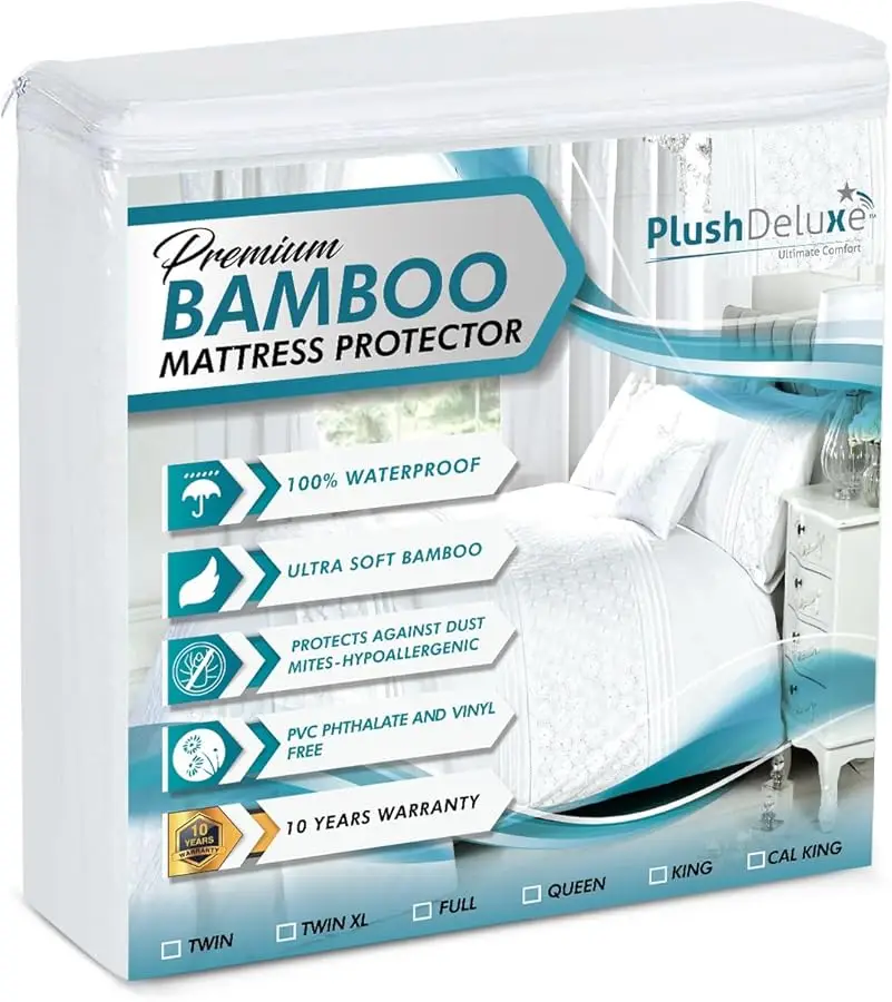 

Premium Bamboo Mattress Protector – King Size, Waterproof, & Ultra Soft Breathable Noiseless Washable Bed Mattress Co er for Com