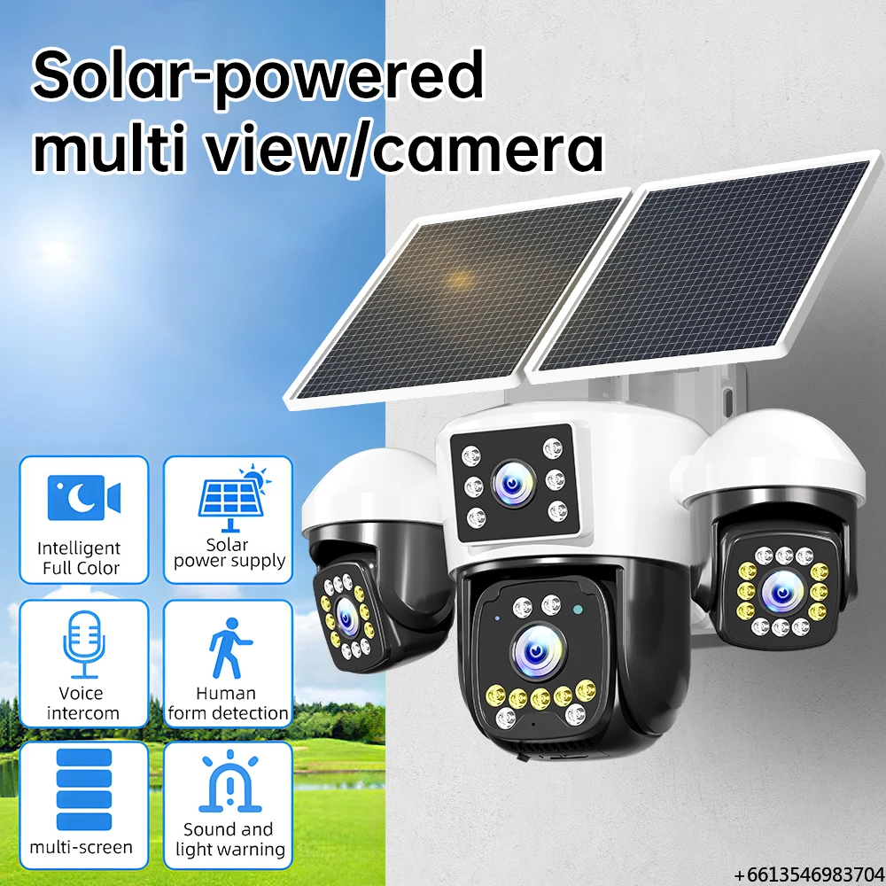 NyteElf 12MP Ultra HD 4G Sim Card Solar PTZ AOV Camera Four Lens PTZ Humanoid Tracking Detection Voice Alarm Solar CCTV Camera - view 5