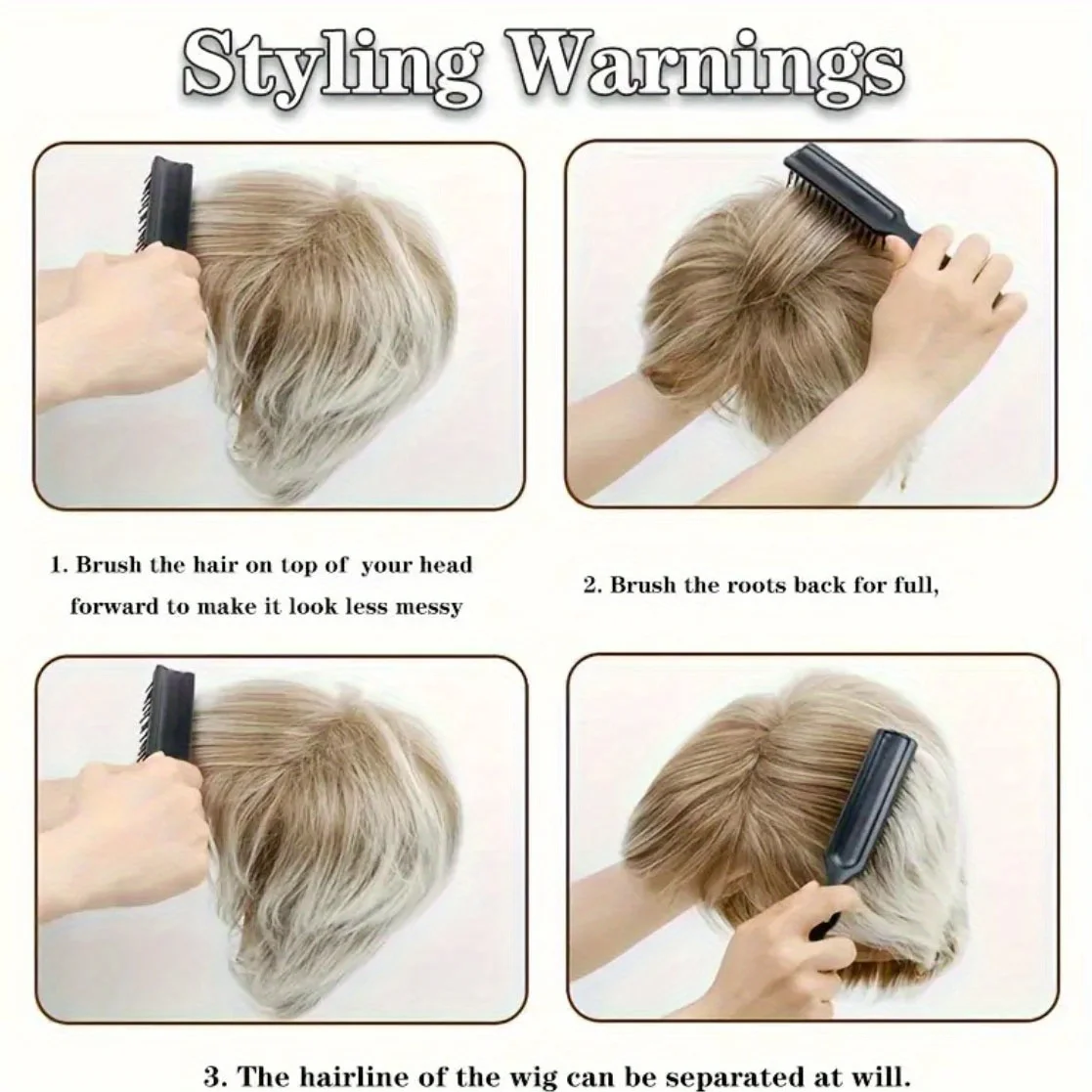 Women's gradient platinum blonde short hair, synthetic fiber wig is suitable for everyday wear and various places image 4