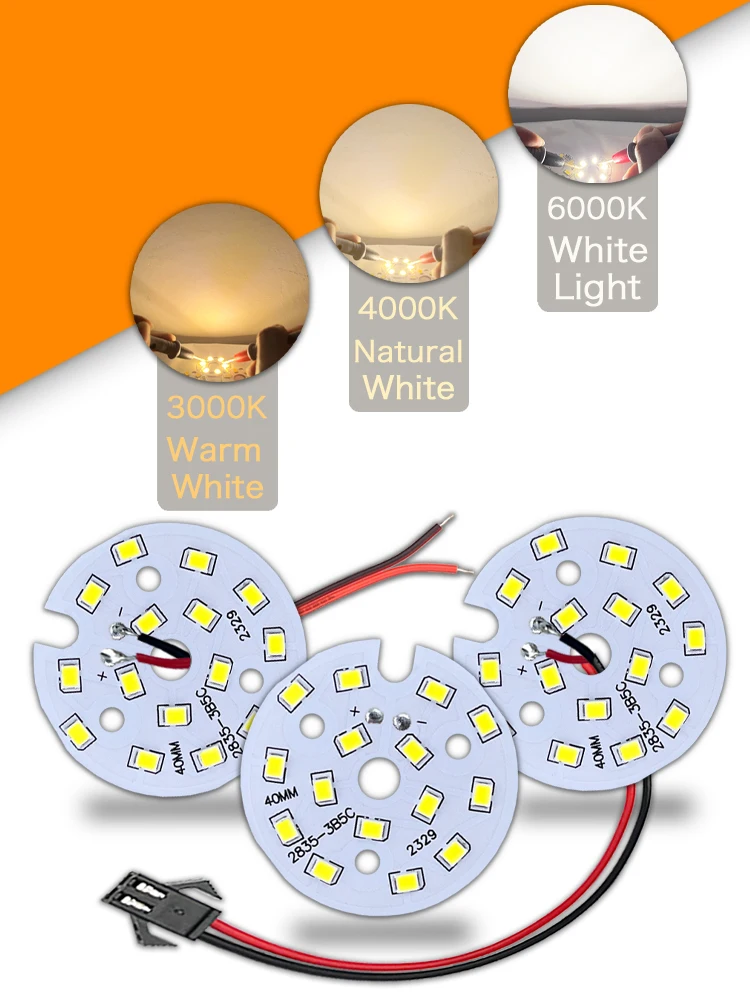 Perle de puce LED haute luminosité 5W, 15V-17V, ampoule de panneau lumineux, Source de lumière ronde 40MM pour bricolage, Source de lumière de Transformation circulaire