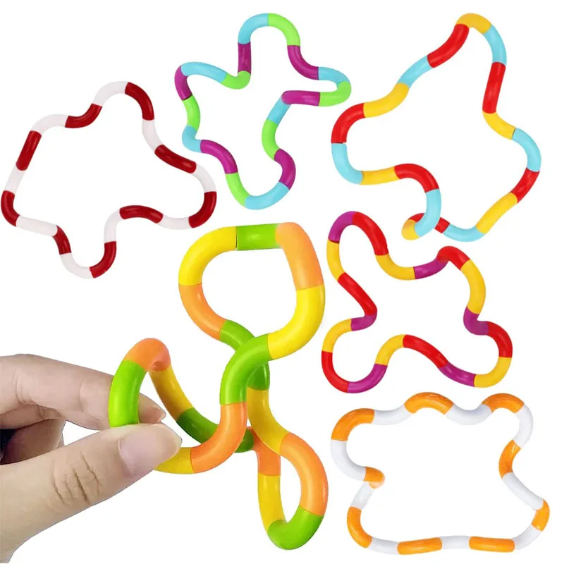 Arcoíris circular Rope Twist Fidget Toys para niños y adultos, terapia de autismo, estrés, ansiedad, TDAH, descompresión, multicolor, arcoíris