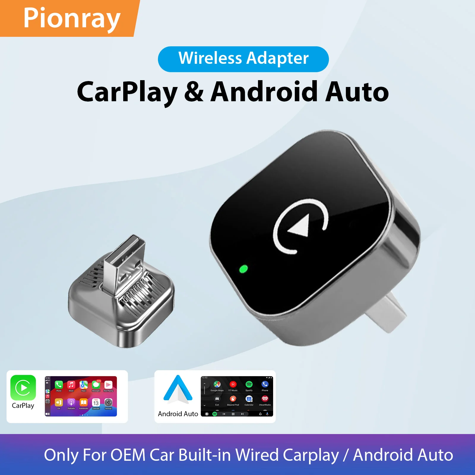 Mini Wireless CarPlay Adapter 2026 New Version - Stable No-Delay Plug&Play for Android Auto iPhone iOS USB/Type-C